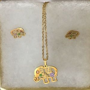 Nickel steel necklace set with earrings